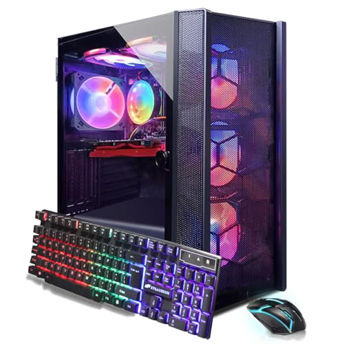 STGAubron Gaming PC Computer Desktop, Intel Core i7 8th Gen up to 4.1G, GeForce RTX 3060 12G, 32G DDR4, 1T SSD, WiFi 6, BT 5.2, RGB Fan x6, Windows 11 Home