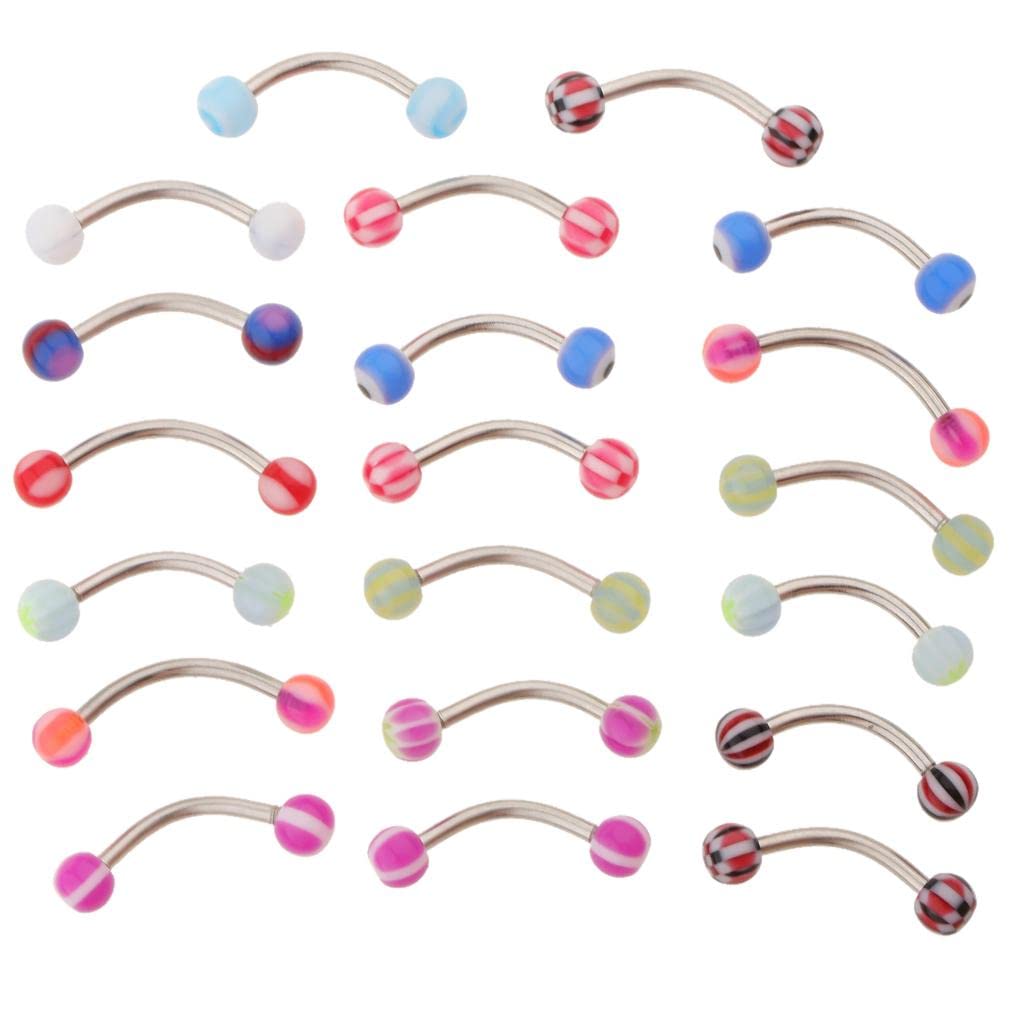 Loom Tree 20pcs Acrylic Cone Shape Curved Barbell Lip Stud Eyebrow Ring 18G Style 1