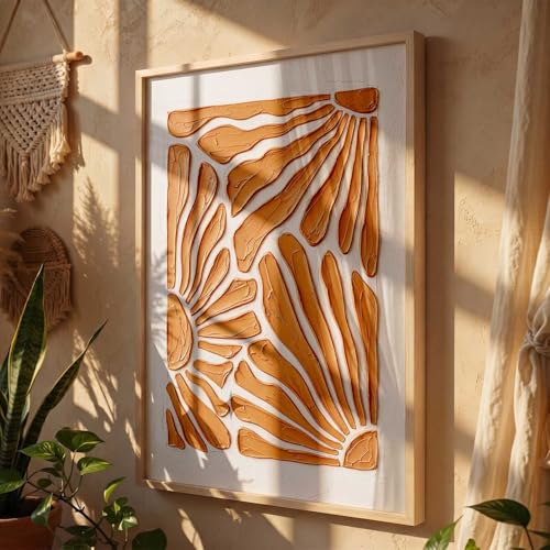 Image of kotart Boho Floral Art WALL Framed Painting | Big Aesthetic Flowers WALL Framed Paintings for Living Room Bedroom Wall Decor (13x17 inch)