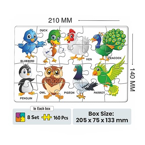Image of Jigsaw Puzzle Library for Kids | Set of 8 Edu Subjects | 160 Pcs Puzzle | Pet, Animal, Bird, Aqua, Fruit, Vegetable, Flower, Vehicle | Perfect Edu Puzzle for Girls & Boys | (Age 4+)