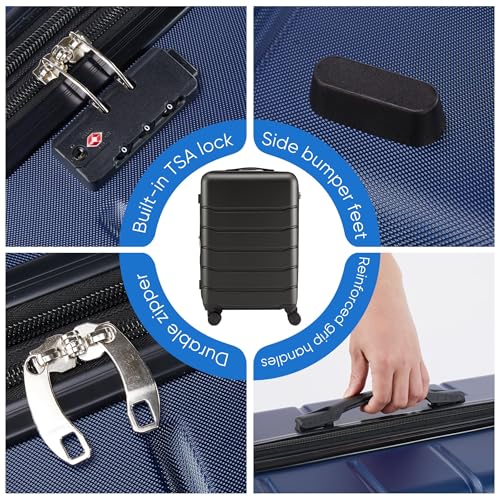 OLIXIS 24 Inch Luggage, Hardside Suitcase with Spinner Wheels, Lightweight ABS Hard Shell Checked Luggage, TSA Approved Lock, Expandable Medium Suitcase for Travel & Business–Blue - Thumbnail 7