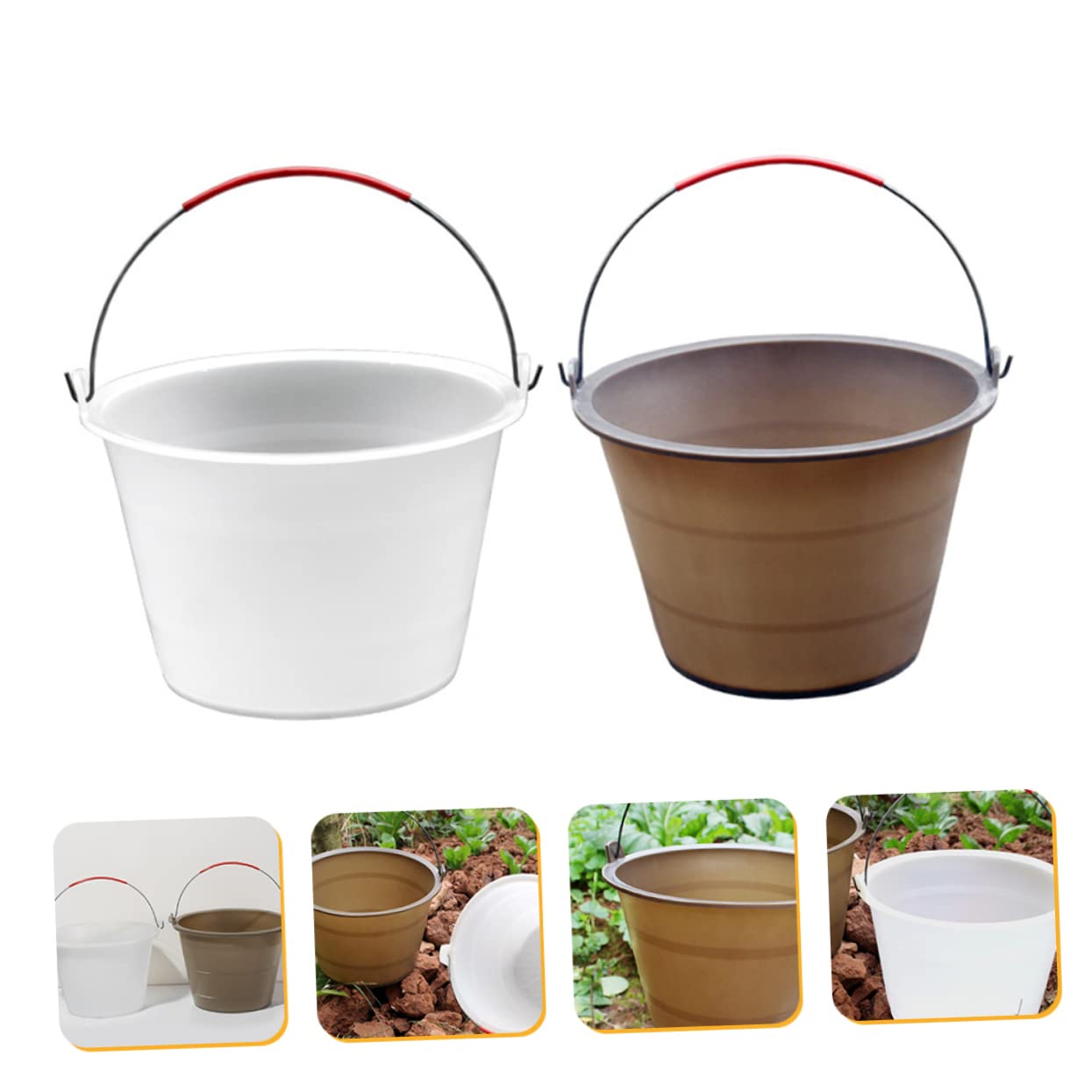 Veemoon 2pezzi Secchio Di Stoccaggio Plastica Resistente All Usura Per Cemento Secchio Antischiacciamento Per Cantieri Edili Design Multi-funzionale Leggero e Facile Da Trasportare