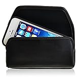 iPhone SE and 5s Holster for Otterbox DEFENDER Case, Turtleback iPhone SE and 5s Belt Case made for Otterbox DEFENDER, Black Leather Pouch with Executive Metal Belt Clip, Horizontal Made in USA