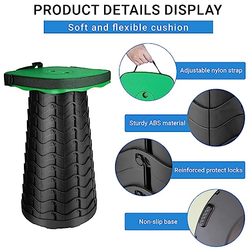 Image of Upgraded Folding Stool - 485lbs Load Capacity,Telescopic Stool,Portable Collapsible Seat for Camping,Fishing,Hiking,Travel