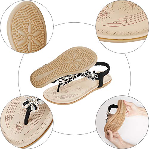 SANMIO Women Summer Flat Sandals Shoes,Bohemian T Strap Prime Thong Shoes Flip Flop Shoes - Thumbnail 6