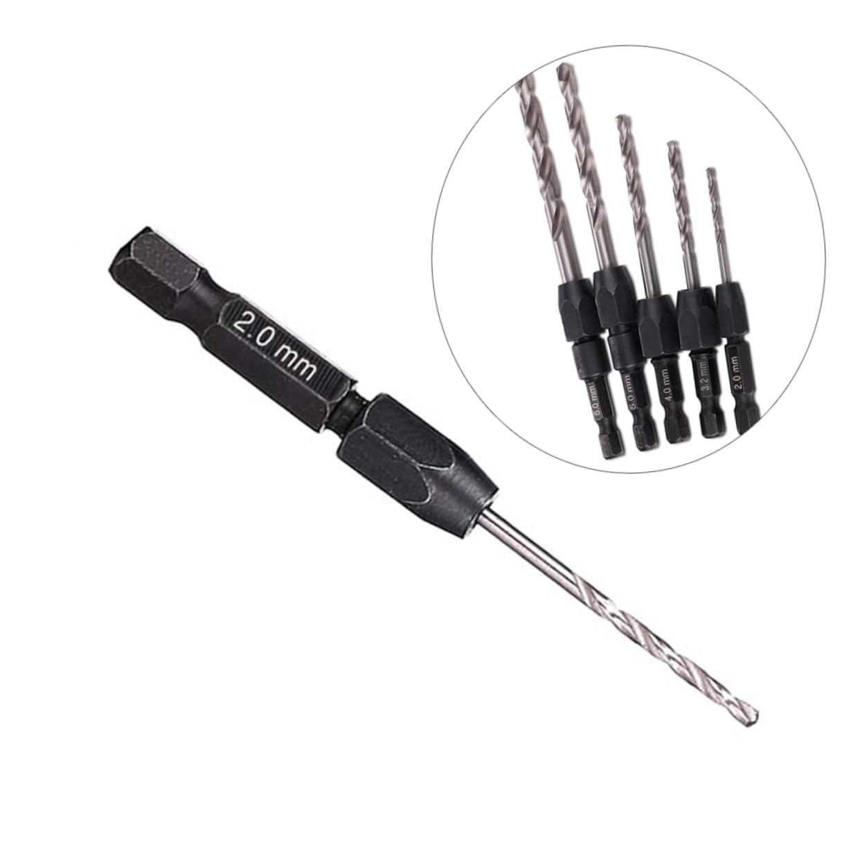 5 Piece Hex Shank High Speed Steel Drill Bit Set for Carbon Concrete | Machine Repairing, Drill and Stationary Machine Use, Five Pieces, Hexagonal Shank, Twist Type