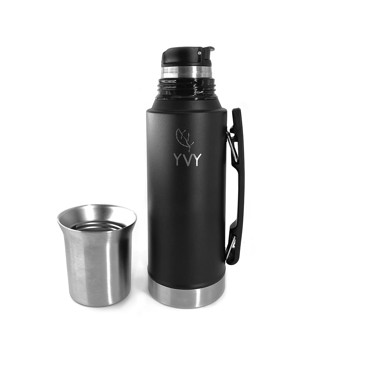 YVY Maté Thermos Mate - Tempera 1L | Double Wall Stainless Steel, BPA Free | Built-in 240ml Gourd/Cup | Keeps Hot 24h, Cold 30h | Precision Trigger Pourer | 5-Year Warranty