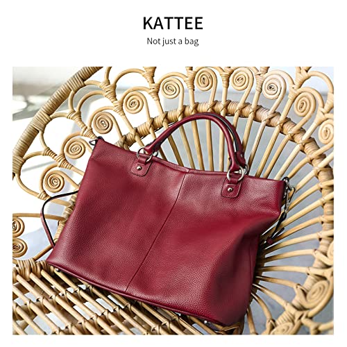 Image of Kattee Women's Soft Genuine Leather Tote Bag, Top Satchel Purses and Handbags