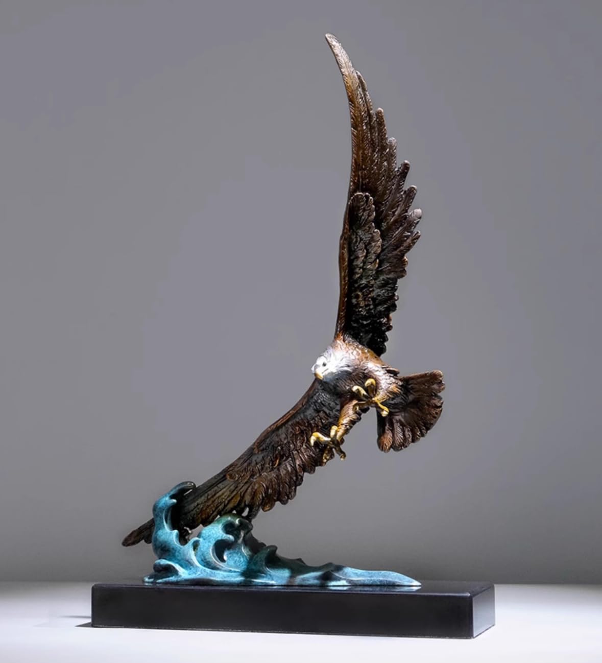 Aottsd Bronze Brass Eagle Handcrafted Figurine Wildlife Art Home Office Decor Gift