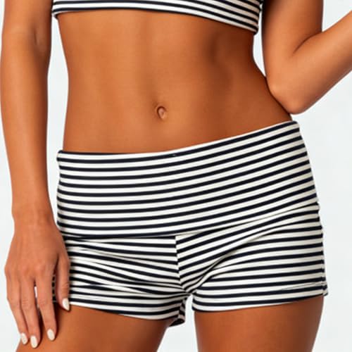 Image of KMBANGI Womens Fold Over Shorts Elastic Waist Y2k Lounge Shorts Foldover Cute Pajama Micro Bottoms Mini Shorts Sleepwear