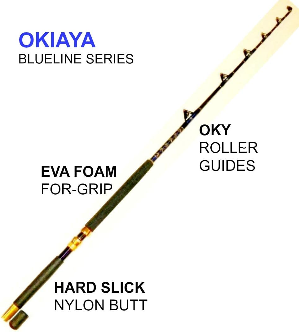 OKIAYA COMPOSIT 30-50LB Blueline Series Saltwater Big Game Roller Rod Set of 4 6FT