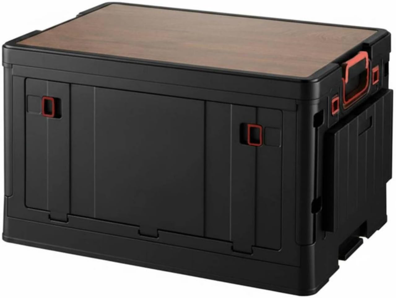 Outdoor Storage Container Foldable Bin, Black, Foldable Storage Box with Multi-Functional Side Basket
