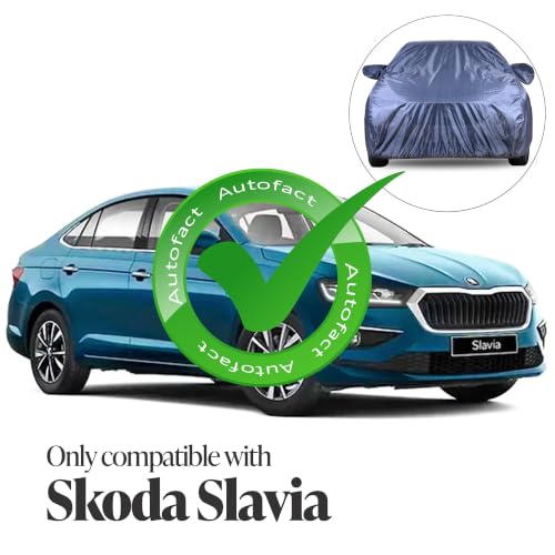 Image of Autofact Premium Car Cover for Slavia | All Weather Water-Resistant Full Body Car Cover | Light-Weight Triple-Stitched Outdoor Shield with UV Protection, Dustproof & Heat-Resistant