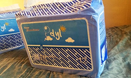 12 Diapers - DC Idyl (2017) - Medium/Large - Light Blue Theme! Plastic-Backed Adult Baby (Medium)