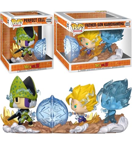 Funko Pop! Dragon Ball Z Pack 2 Figuras Cell vs Gohan Nº2222 + Father Son Kamehameha Nº2223 | Pop Deluxe + Pop Moment | Figuras de Vinilo Coleccionables
