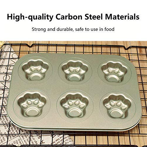 Aogvna 6-Cup Madeleine Pan Nonstick Small Baking Pan Cat Baking Mold Heavy Carbon Steel, 2 Pack(Golden) #TOP2