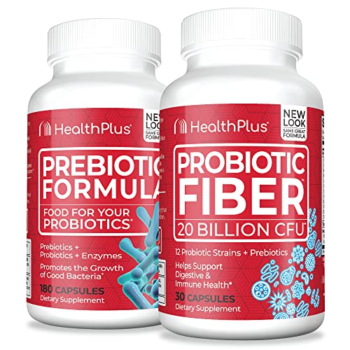 Health Plus Prebiotic Formula (180 Capsules/60 Servings) & Probiotic Fiber (30 Capsules/30 Servings) Bundle #TOP24