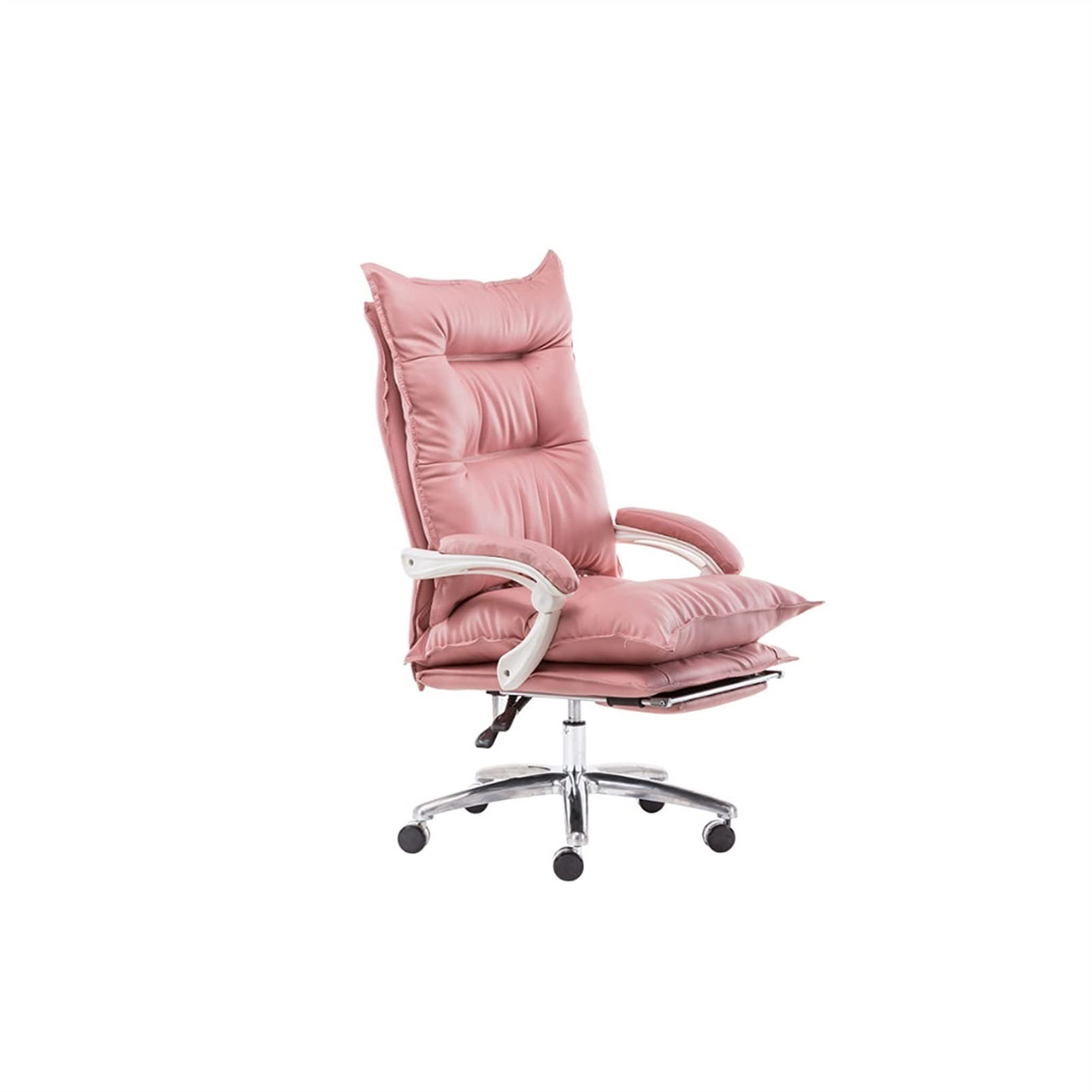 KJLY Silla de Oficina ejecutiva Silla de Juego Silla de Juego de Cuero Rotación de Cuero Silla Silla Sillas Taburetes Silla ergonómica, reposabrazos fijos, Rosa/Blanco (Color : Pink)