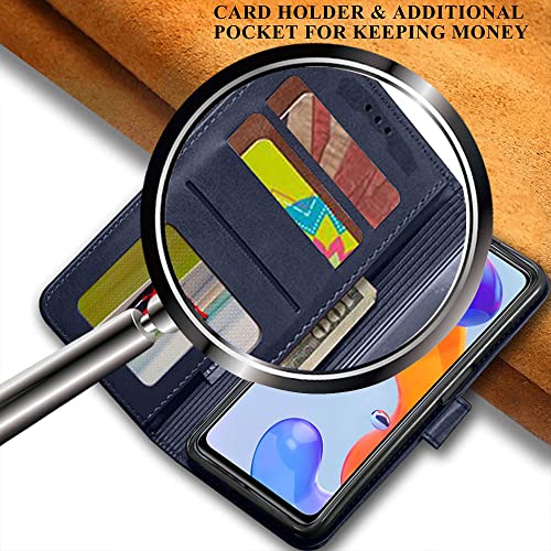 Image of TheGiftKart Flip Back Cover Case for Redmi Note 11 Pro /Pro Plus 5G | Dual-Color Leather Finish | Inbuilt Stand & Pockets | Wallet Style Flip Case for Redmi Note 11 Pro /Pro Plus 5G (Blue & Brown)
