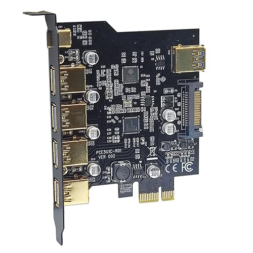 Carte d'extension USB PCIE Morain PCI Express X1 vers Type C et 5 ports USB3.0