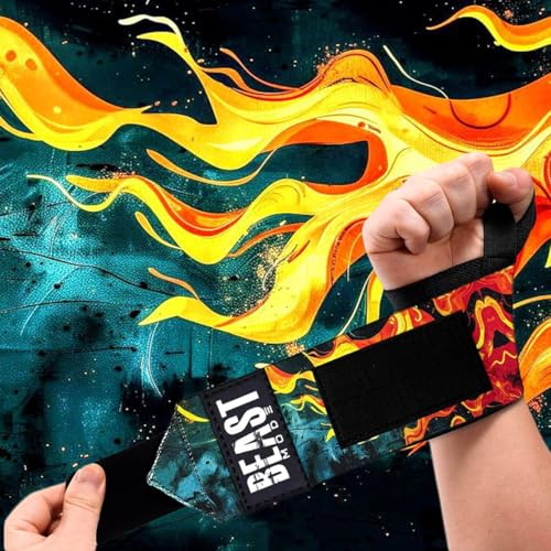 Image of STEIGEN FITNESS ULTIMATE FIRE PRINT Wrist Support Wraps,Wrist Bands For Exercise,Wrist Straps For Gym (FIRE)