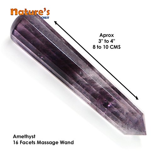 Image of Nature's Crest Amethyst Healing Wand Massage Stick Natural Stone Energized & Charged for Reiki Pooja & Crystal Healing (1 PC - Aprox 3 inch to 4 inch or 8 to 10 CMS)