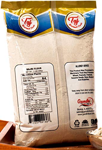 Taj Premium Indian Millet Flour, Bajra Atta, Bajri Ka Atta, Bajri Flour (4-Pounds) #TOP2