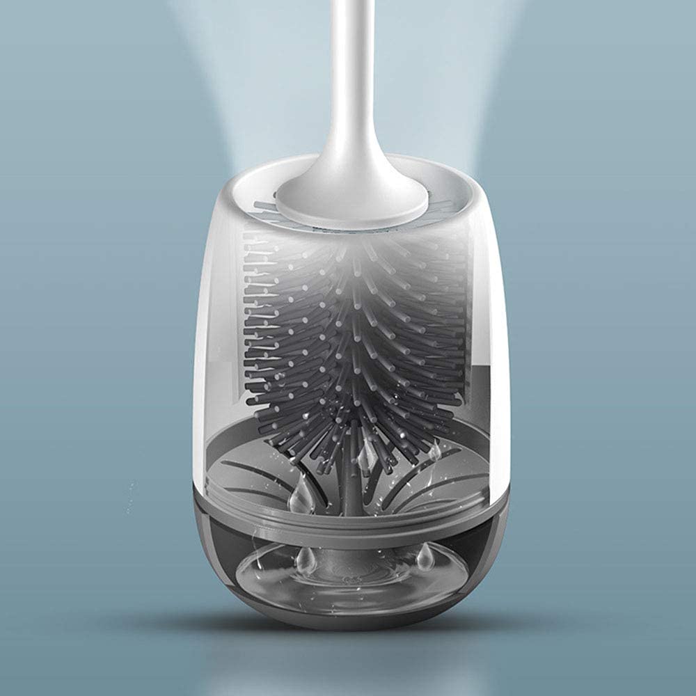 Scopino per Wc con Manico Lungo e Setole Morbide, Set Di Spazzole per la Pulizia Della Toilette, Scopino per la Pulizia Della Toilette a Parete in Silicone Senza Angoli Morti