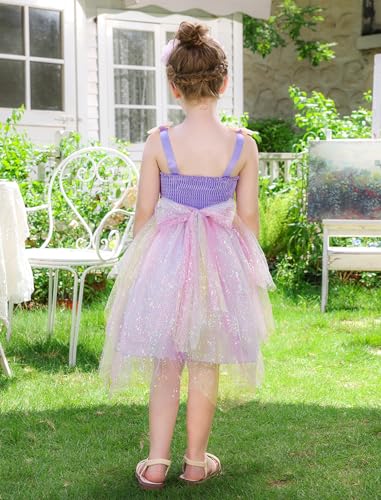 ODASDO Toddler Kids Girls Spaghetti Straps Handkerchief Tulle Tutu Dresses for Party Birthday Wedding Photoshoot Holiday4