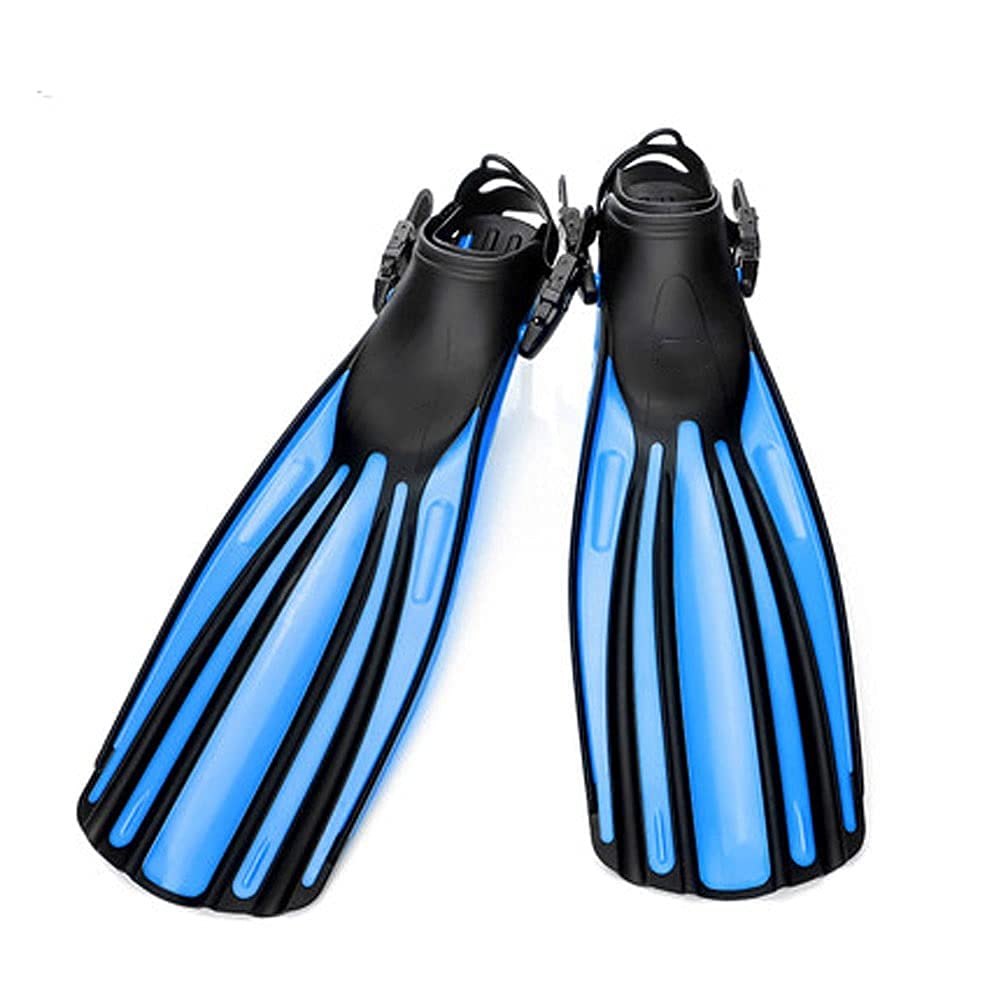 Aletas de natación largas MU color azul talla S 37-40 para buceo de bajo impacto