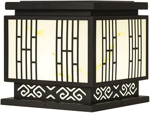 ZEELYDE Luces de poste para exteriores, lámpara de columna cuadrada de acero inoxidable con imitación de mármol, luz de valla impermeable para