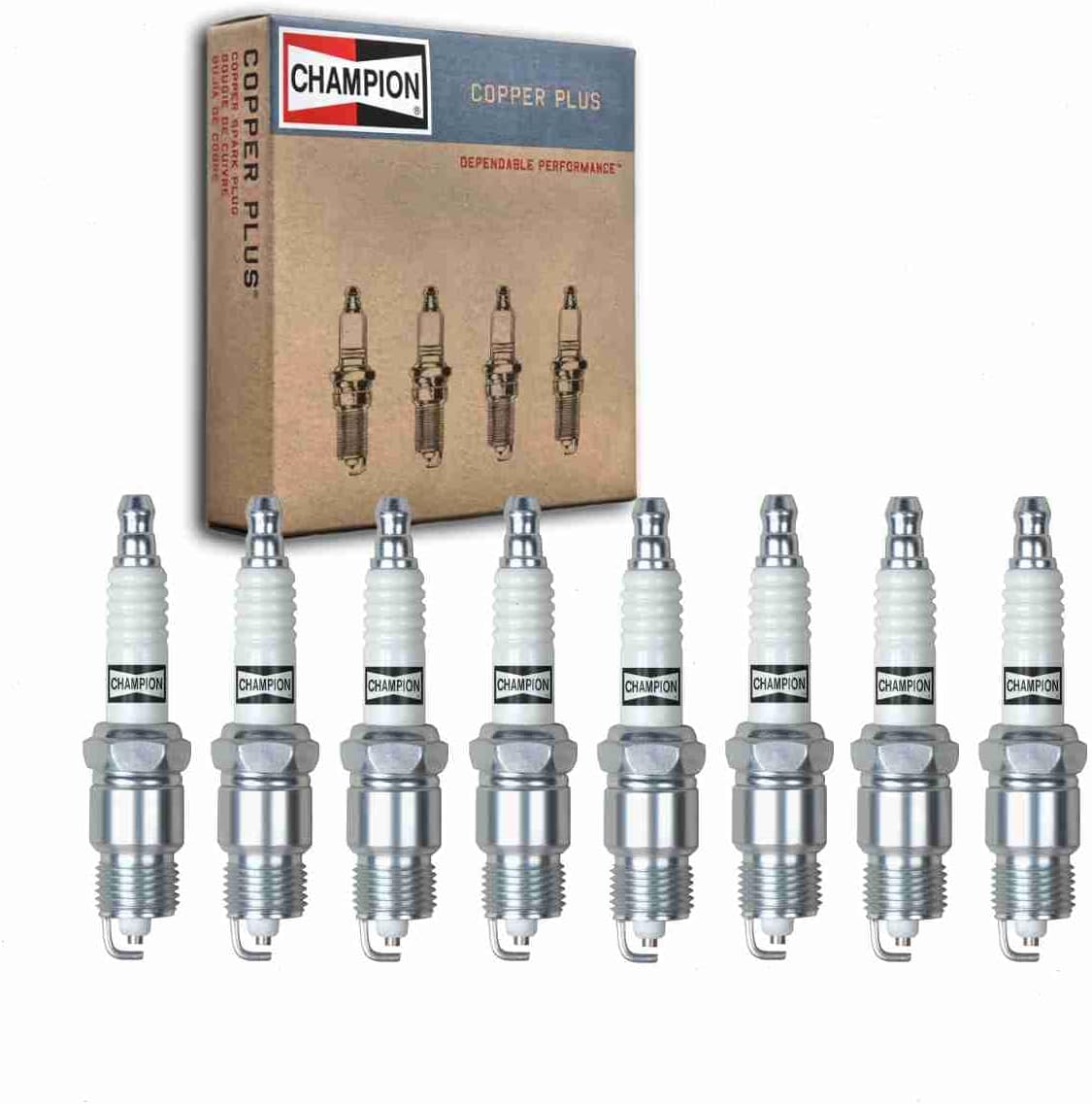8 pc Champion Copper Plus Spark Plugs compatible with Ford F-350 5.0L 5.8L 7.5L V8 1974-1997