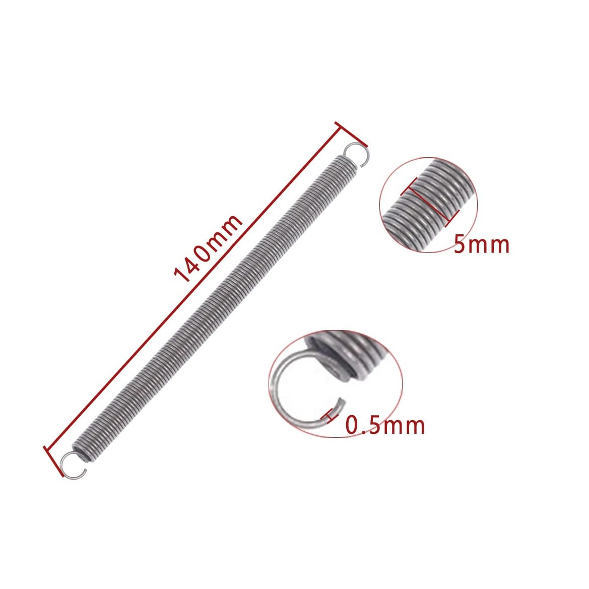 Produktbild von Zugfeder 40 Mm – 5 Stück Edelstahl 304, Drahtstärke 1,2 Mm, Außen-ø 10 Mm, Zugkraft 3,1 Kg