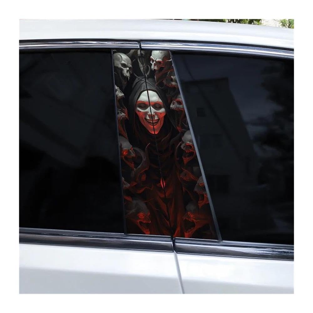 Body Parts 2pcs Car Center Pillar Sticker Ghost Crawling Soul Auto B-Pillar Waterproof Protective Film(H)