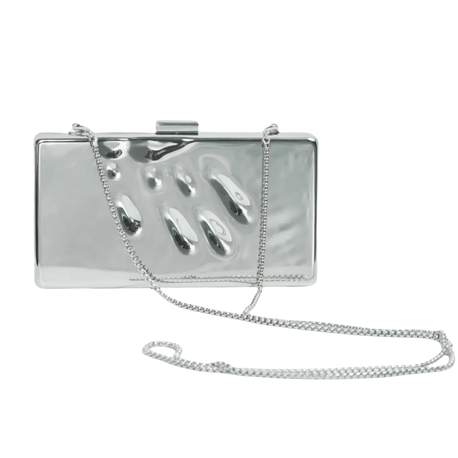 Bolso de noche para mujer, bolso de mano, metales, bolso de embrague, monedero, mujer, boda, noche, fiesta, moda (Color: plata negro)
