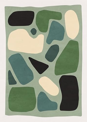 Miniatura 2 de Alfombra moderna minimalista de lana negra y verde blanca para sala de estar, comedor, alfombra de felpa lanuda junto a la cama, elegante, bohemio,