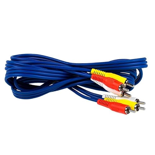 Cabo Video Rca Azul 1,5m 3+3 Tv Lcd Led Dvd Audio E Video Cabo Extensor 3 Rca X 3 Rca Cor Azul