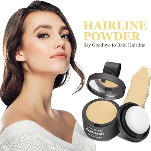 HISUNBEN Instantly Hairline Powder, wiatroszczelny, odporny na pot, korektor do cebulek włosów, do powtarzających się linii włosów, profesjonalna linia włosów z lustrem do puff-DB