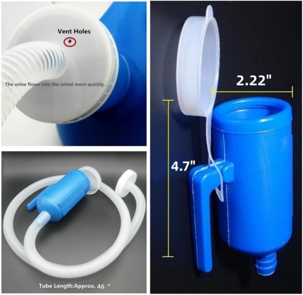 Urinals for Men,YUMSUM Men's 2000ML Portable Potty with Tube (Blue) | Male Bed Urinal Pee Bottle Collector, 68oz Capacity,Reusable Thicken,for Hospital Camping Car Travel Home