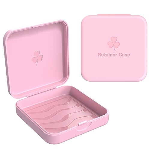 Estuche de retención, ARGOMAX Aligner, caja de frenos, caja de ortodoncia de 2 piezas (rosa).