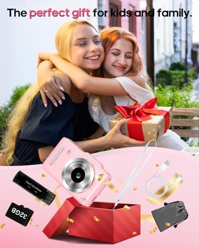 Digital Camera 4K Autofocus Vlogging Camera for Photography with 16X Zoom Anti Shake, 32GB Card, 48MP Compact Portable Point and Shoot Camera for Kids Boys Girls Teens Beginner（Pink） — view 8