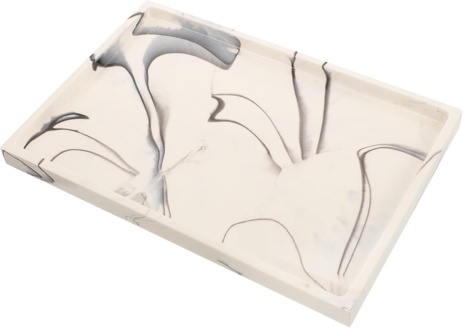 Marble Design Synthetic Bathroom Tray 20x30cm, Decorative Makeup Organizer Tray for Vanity, Perfume and Soap Storage, Dresser and Kitchen Counter Organizer