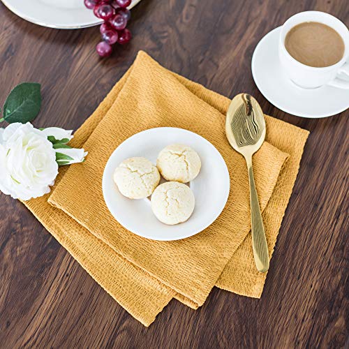 Cloth Napkins Calitime 17 X 17 Inches Half Dozen 100% Cotton Irregular Lines Stripes Soft Square Reusable Dinner Napkins For Home Restaurant Hotel Wedding Yellow #TOP4
