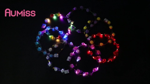 7 Pcs LED Flower Crown Headbands Unisex Floral Wreath for Weddings Parties Amazon.com : Coxeer 7 Pcs LED Flower Crown Headband, Light  main image 4