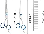5 Pieces Dog Grooming Scissors Kit Stainless Steel Pet Cat Grooming Kit for Dogs Cats Pets Professional 5 in 1 Hair Scissors Set with Curved Scissor, Thinning Shear, Comb (Blue)