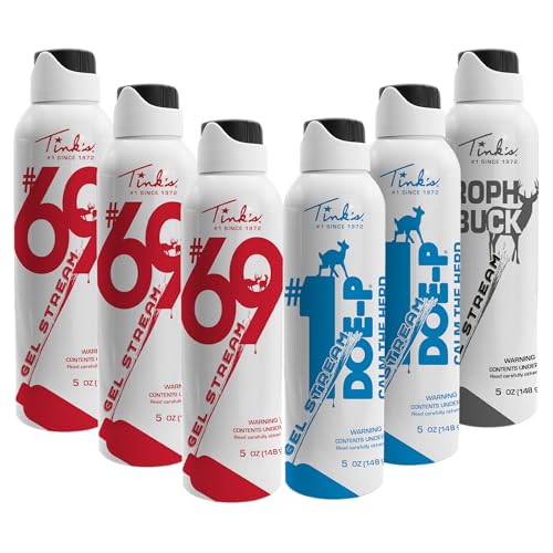 TINK'S Gel Stream Deer Lure Value Pack - (3) #69 Doe-in-Rut, (2) #1 Doe-P Calming Non-Estrous & (1) Trophy Buck Dominant Buck Urine | Total: (6) 5 oz Cans