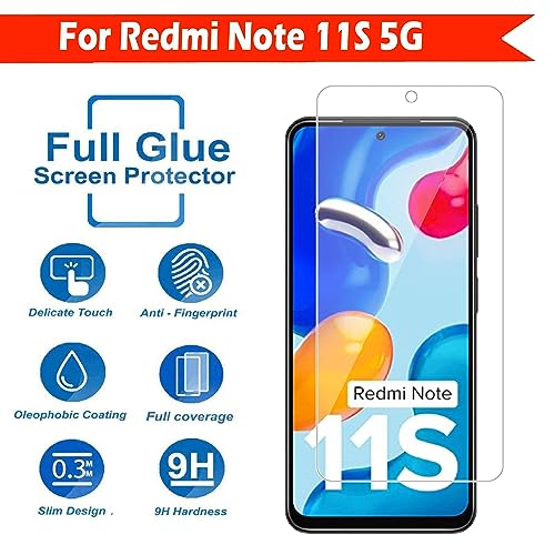 Image of Tempered Glass Screen Protector Compatible for Redmi Note 11 / Redmi Note 11s with Full Screen Coverage; Except Edges and Easy Installation Kit(Transparent), Pack of 1