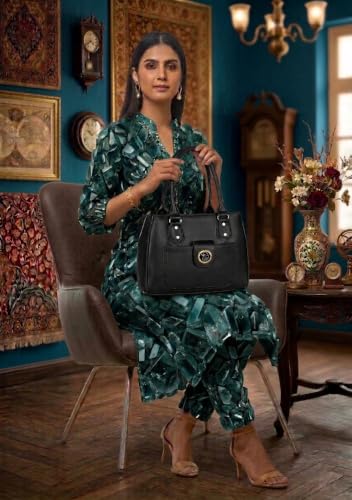 Image of Women's PU Leather Shoulder Handbag | Spacious 3 Compartment Tote Purse with Zip Closure & Multiple Pockets | Top Handle Office College Travel Handbag | 30 x 25 x 12 cm