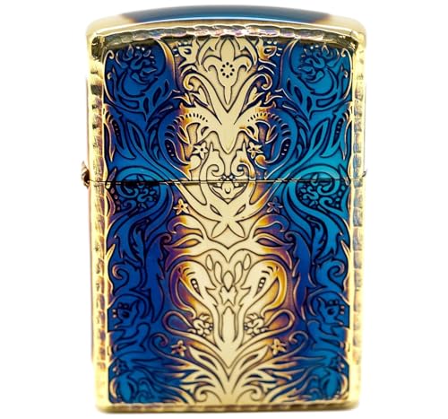 Encendedor Zippo Oil Gold Armor Floral Antiguo miniatura 1