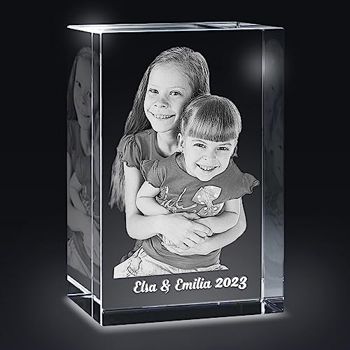 Personalized 3D Crystal Photo, Custom 3D Photo Crystal, Laser Photo Etched Engraved Inside Crystal With Picture Photograph, 3D Glass Picture Cube Gift Idea, 3D Photo Engraved Crystal  With Gift Box #TOP6